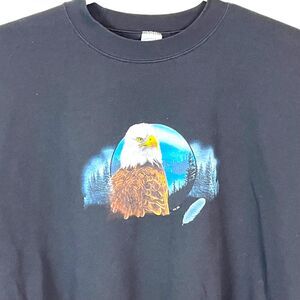 Bald Eagle Sweatshirt Men’s Vintage Gildan Bird Graphic SW Art sz XXL Black